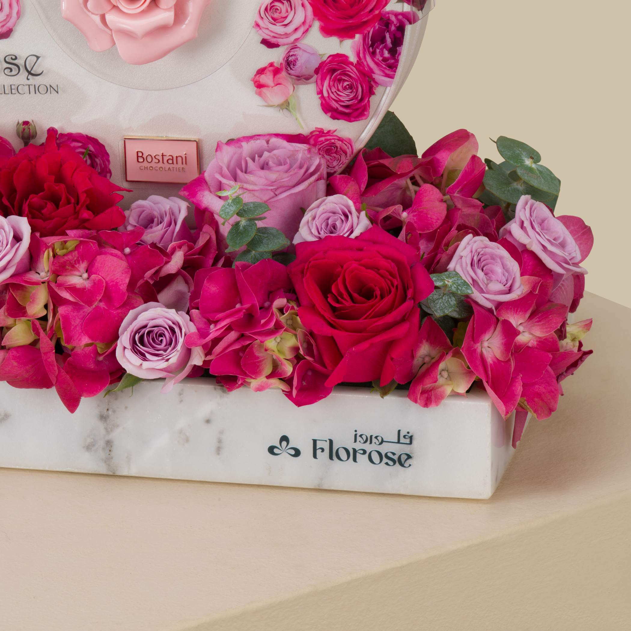 Bostani Medium Box Of Rose Chocolates | Flowers Of Feminine Touch Bostani Medium Box Of Rose Chocolates | Flowers Of Feminine Touch