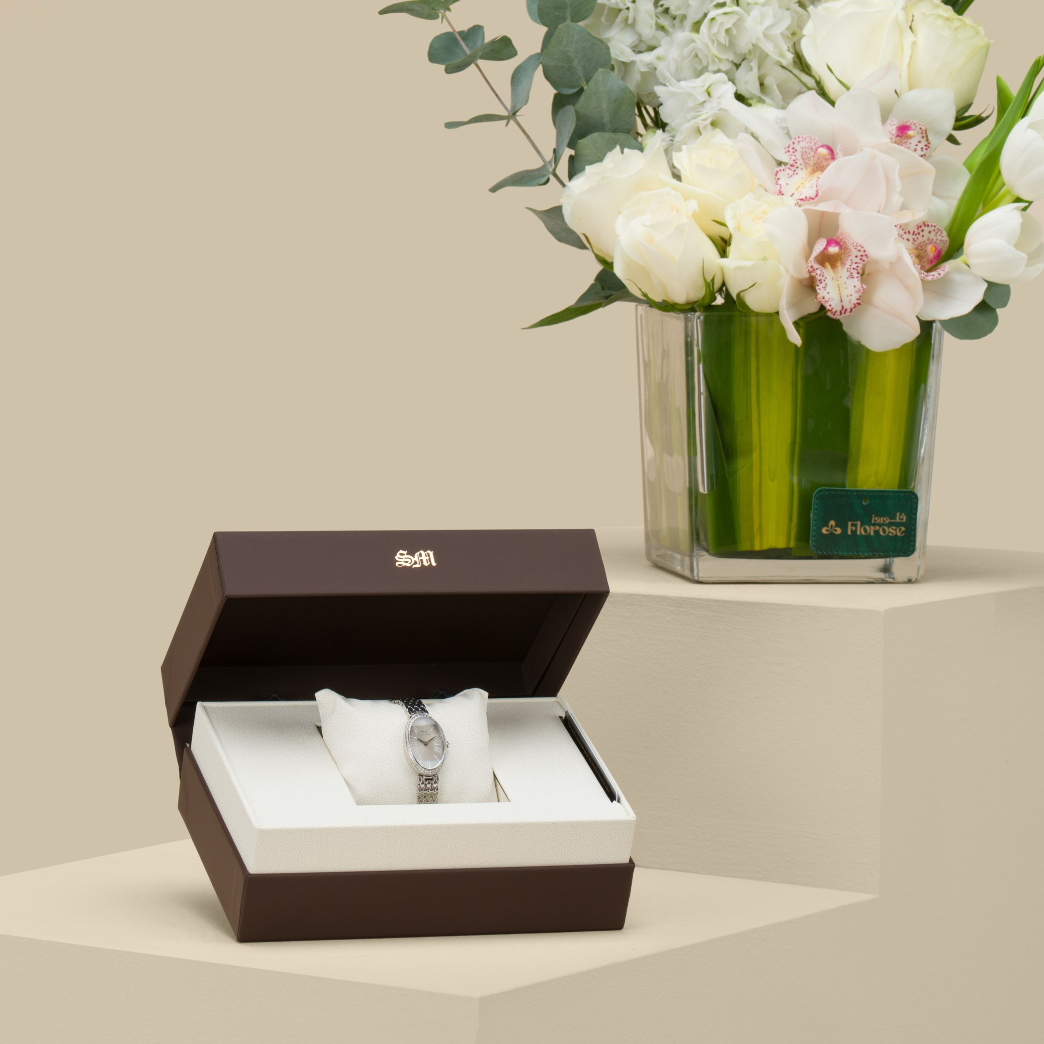 Santa Marine Women's Zircon Watch | Clarita Square Vase With Congrats Topper Santa Marine Women's Zircon Watch | Clarita Square Vase With Congrats Topper