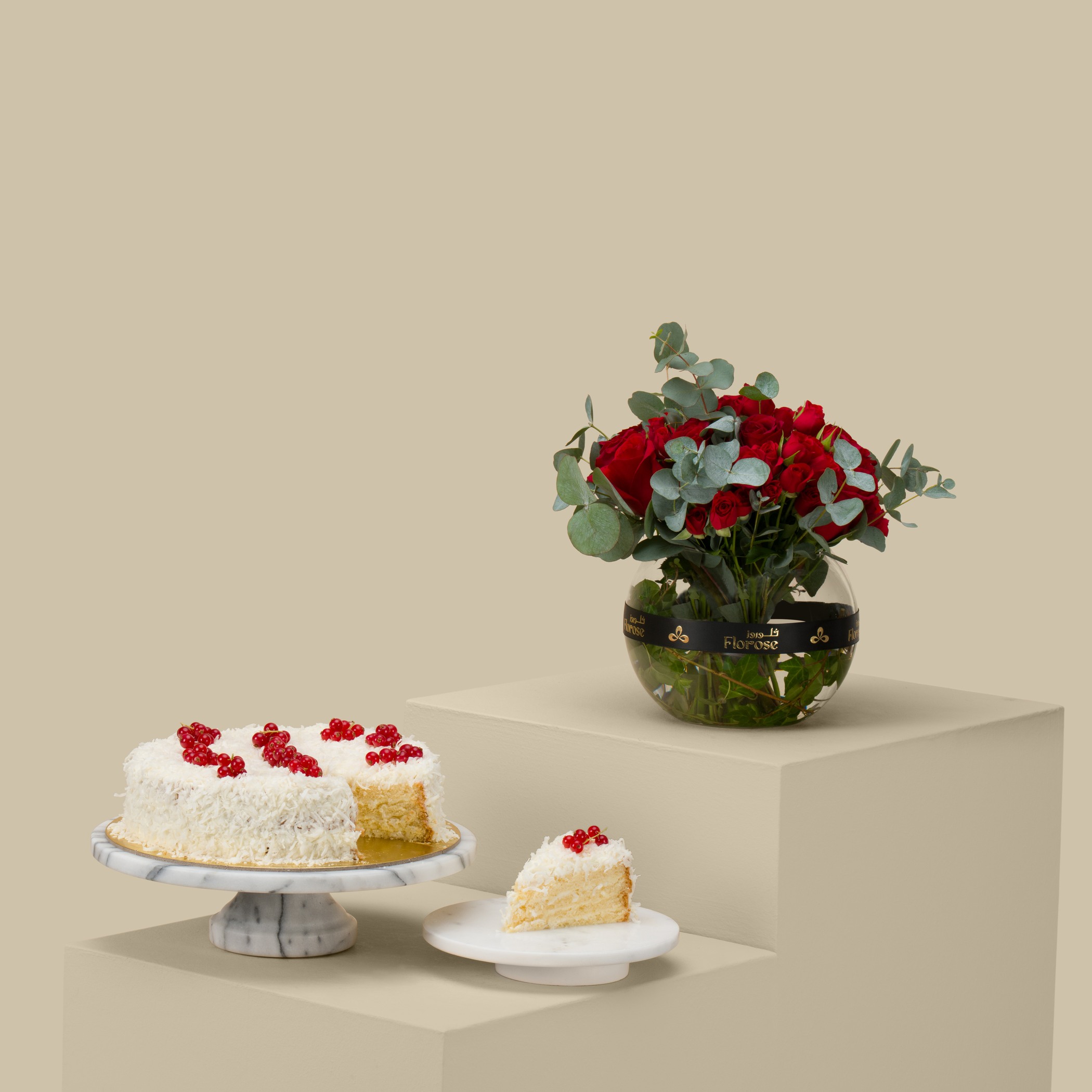 Ganache Coconut Cake - Large | Love Branches Round Vase Ganache Coconut Cake - Large | Love Branches Round Vase