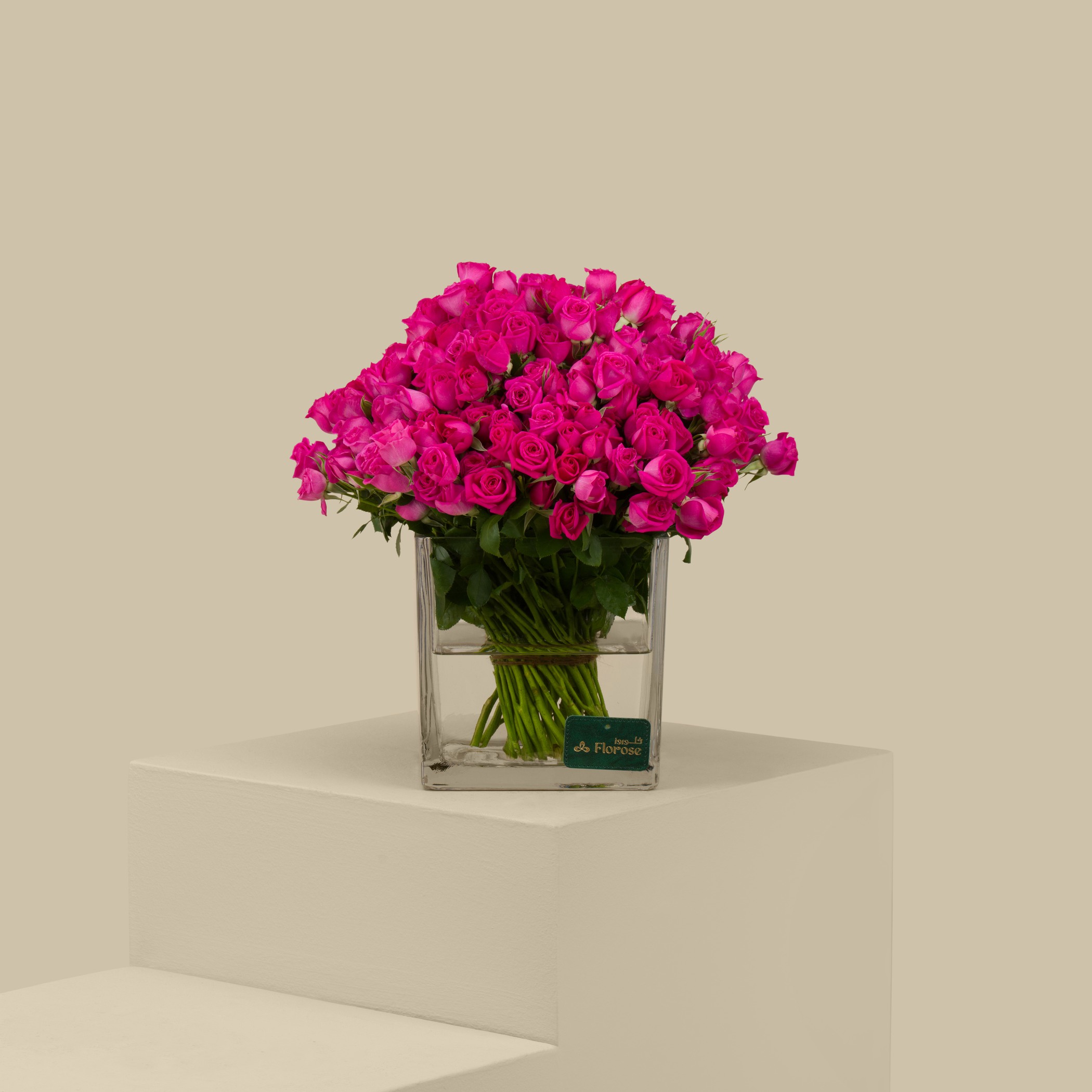Glorious Spray Rose Square Vase Fuchsia | 30 Flowers Glorious Spray Rose Square Vase Fuchsia | 30 Flowers