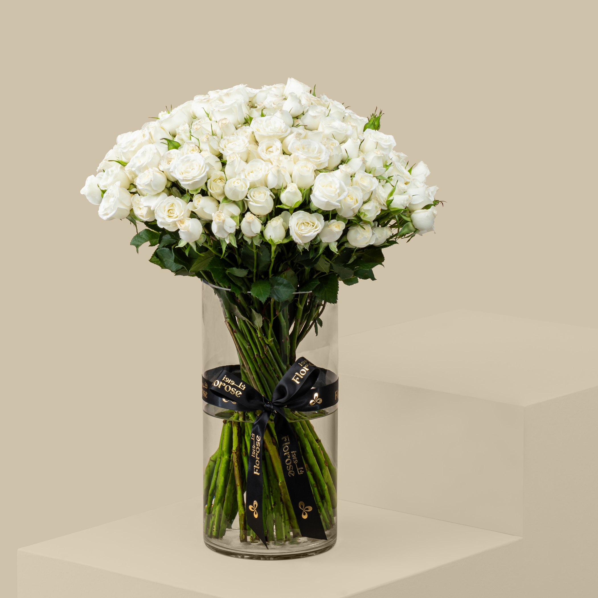 Inspiring Spray Rose Vase White | 50 Flowers Inspiring Spray Rose Vase White | 50 Flowers