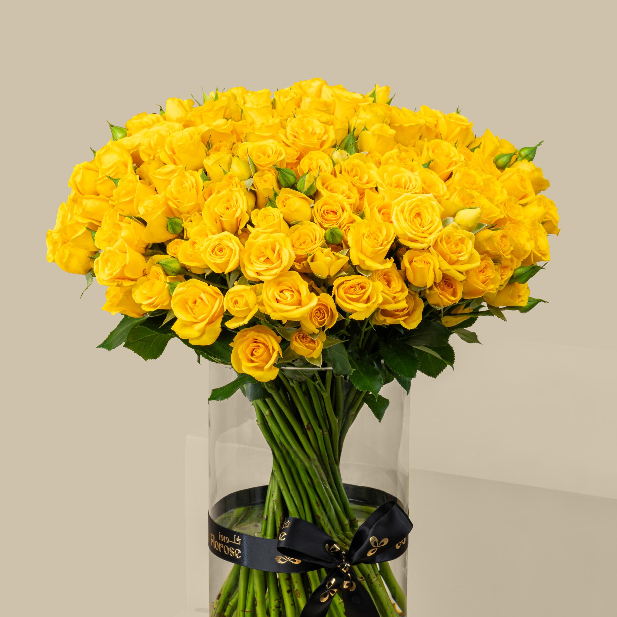 Inspiring Spray Rose Vase Yellow | 50 Flowers Inspiring Spray Rose Vase Yellow | 50 Flowers