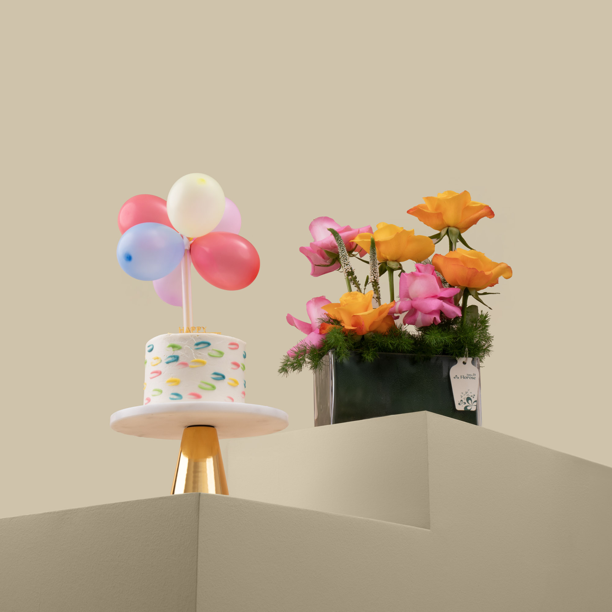 Sweet Atelier | Birthday Small Cake | Rosy Glow Vase Sweet Atelier | Birthday Small Cake | Rosy Glow Vase