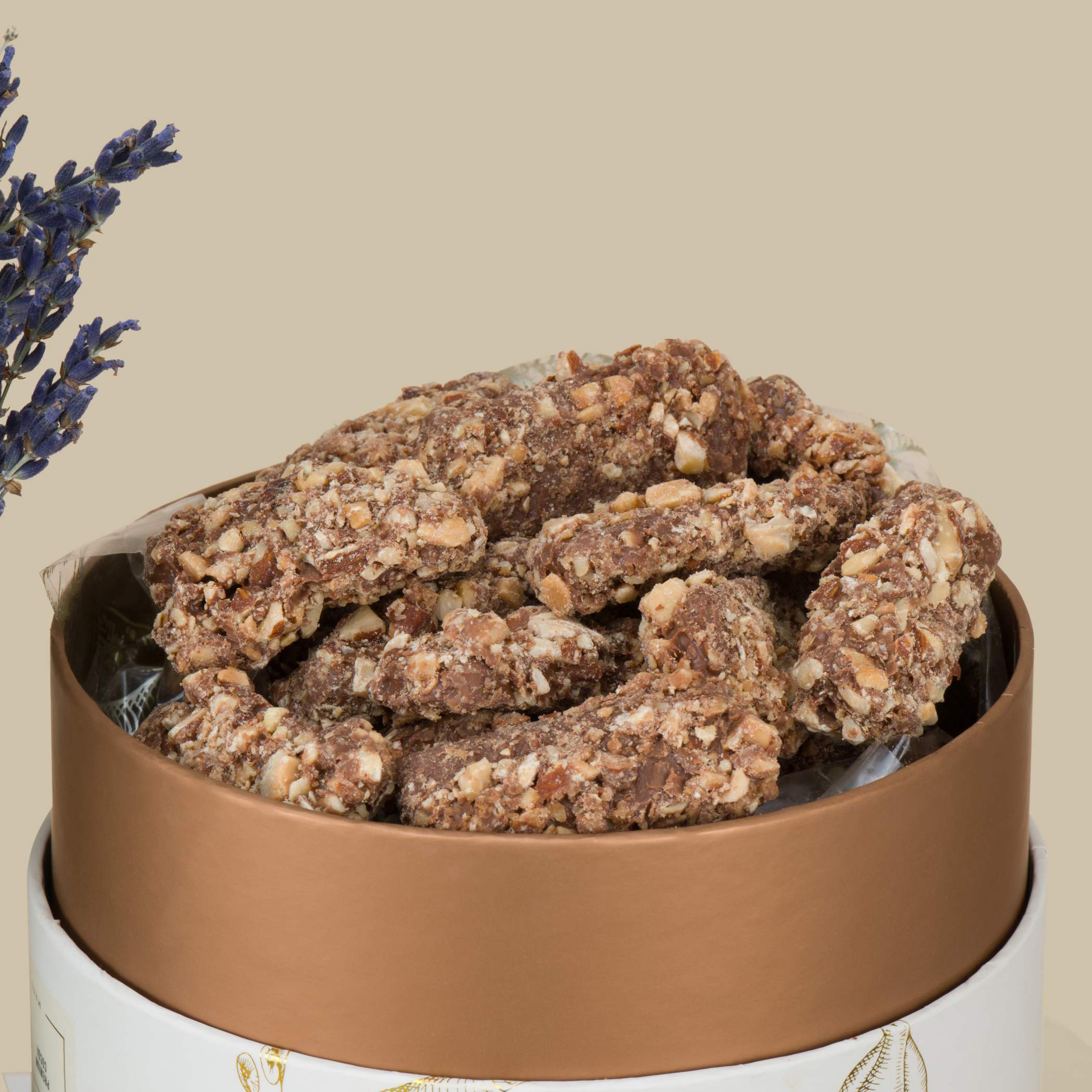 Anoosh Toffee Chocolate Bites | Dry Preserved Lavendar Anoosh Toffee Chocolate Bites | Dry Preserved Lavendar
