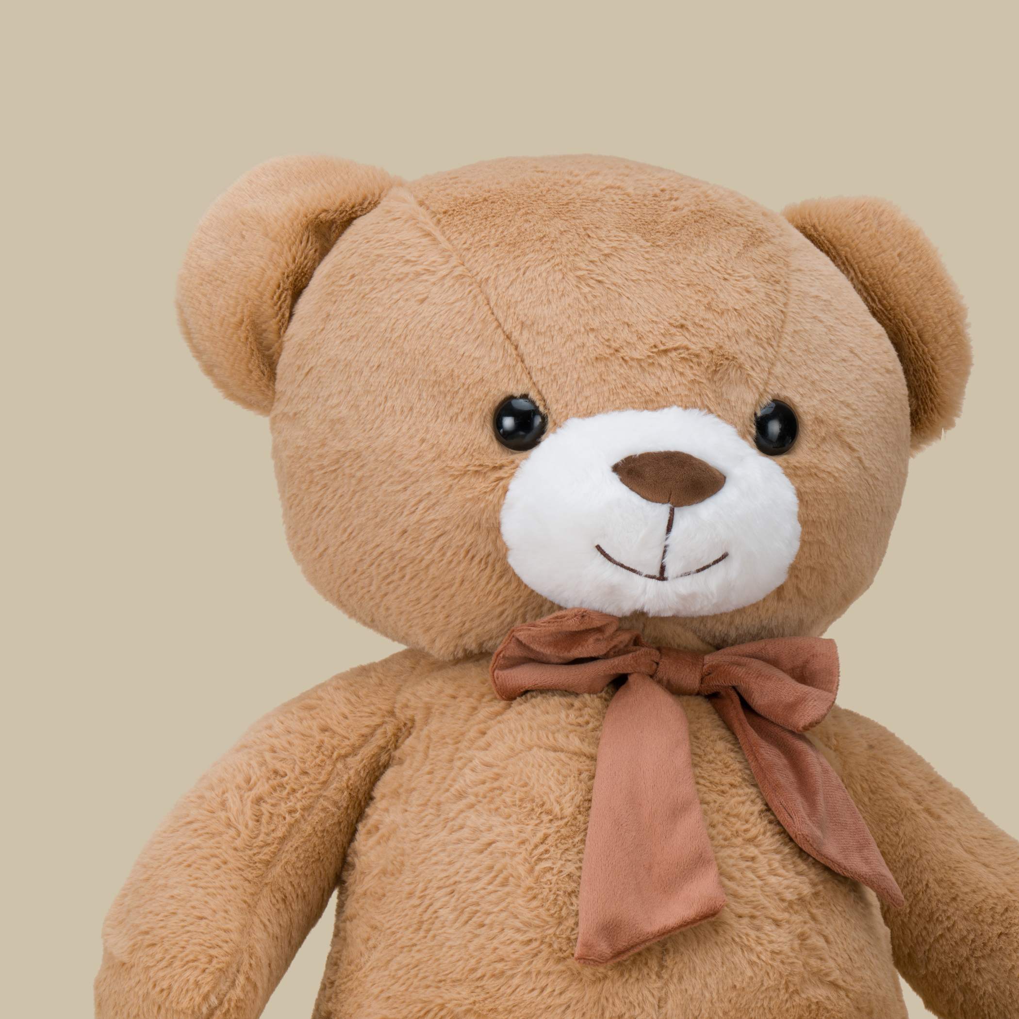 Beige Teddy Bear With Brown Ribbon | 100 cm Beige Teddy Bear With Brown Ribbon | 100 cm