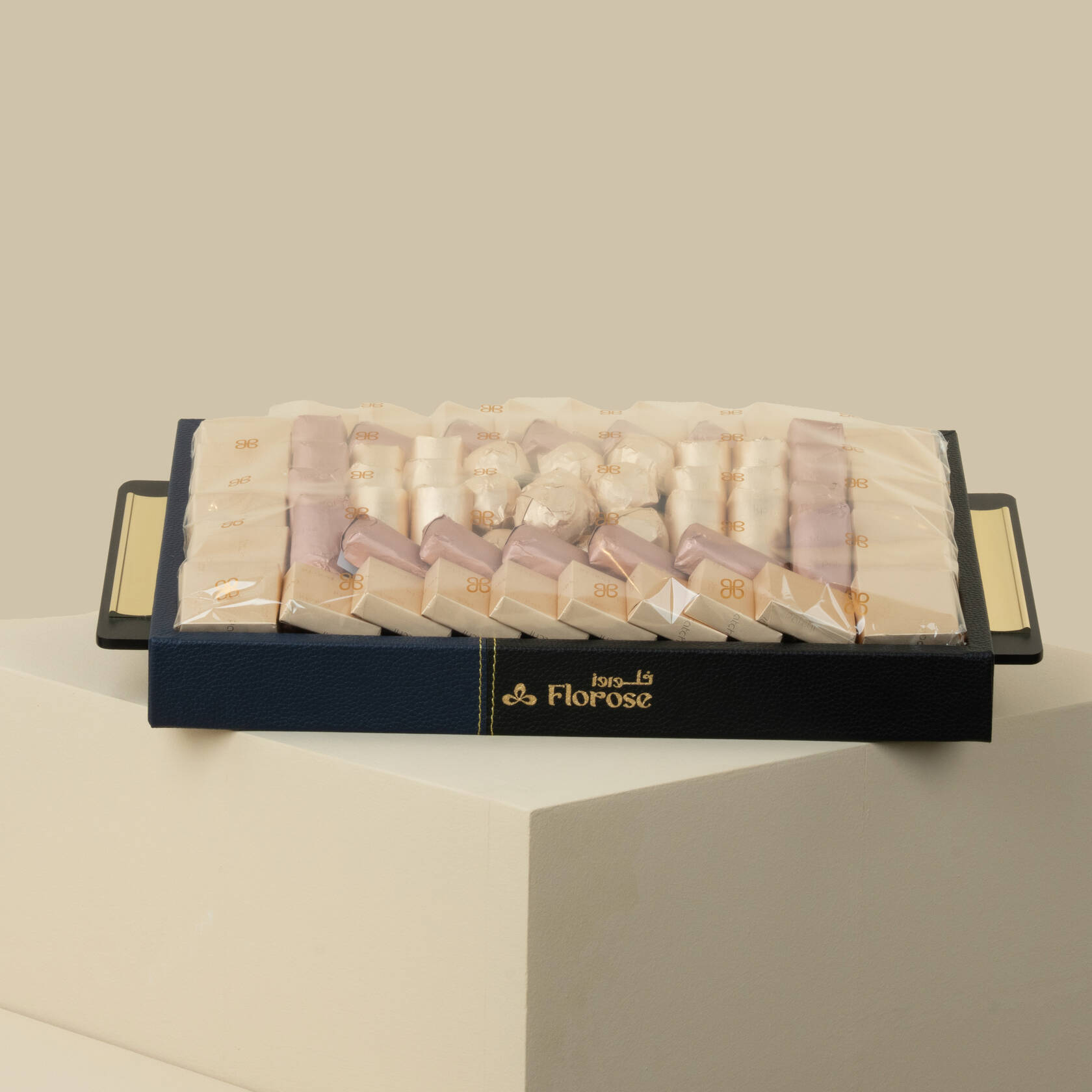 Patchi Luxury Black & Blue Leather Tray — 75 Chocolates Patchi Luxury Black & Blue Leather Tray — 75 Chocolates