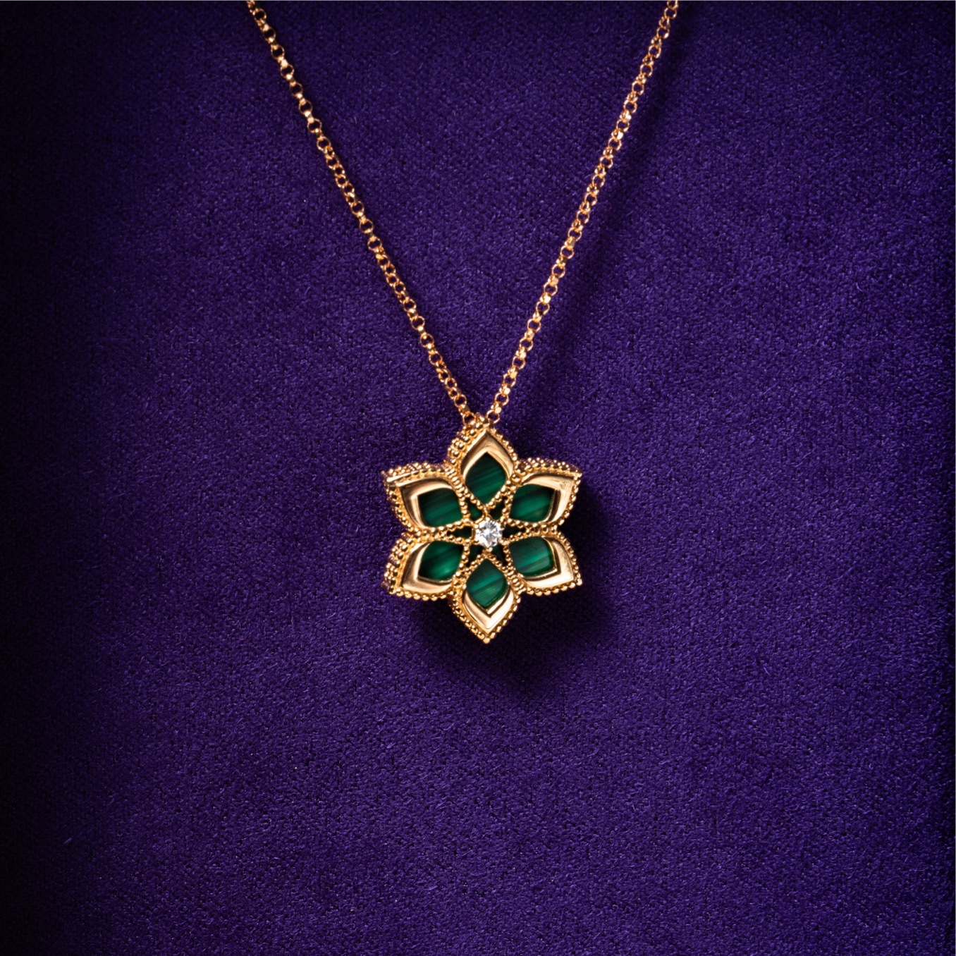 Damas | Stella D'Oro Rose Gold Diamond And Malachite Necklace Damas | Stella D'Oro Rose Gold Diamond And Malachite Necklace