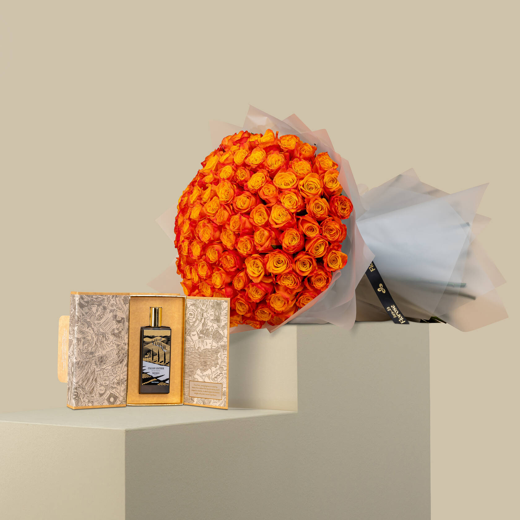 Memo Italian Leather EDP | Beautiful Rose Bouquet Orange 100 Flowers Memo Italian Leather EDP | Beautiful Rose Bouquet Orange 100 Flowers