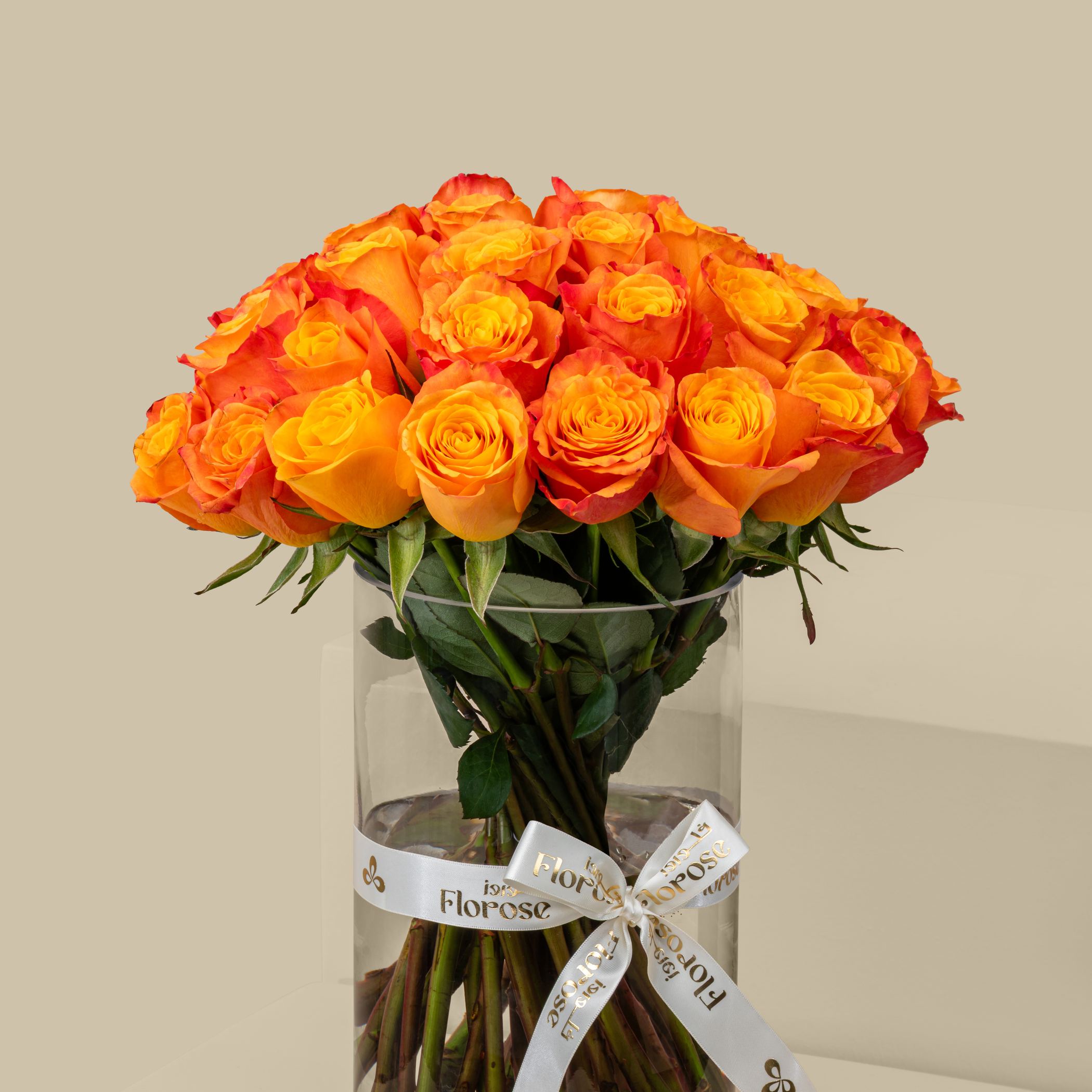 Attractive Rose Vase Orange | 35 Flowers Attractive Rose Vase Orange | 35 Flowers