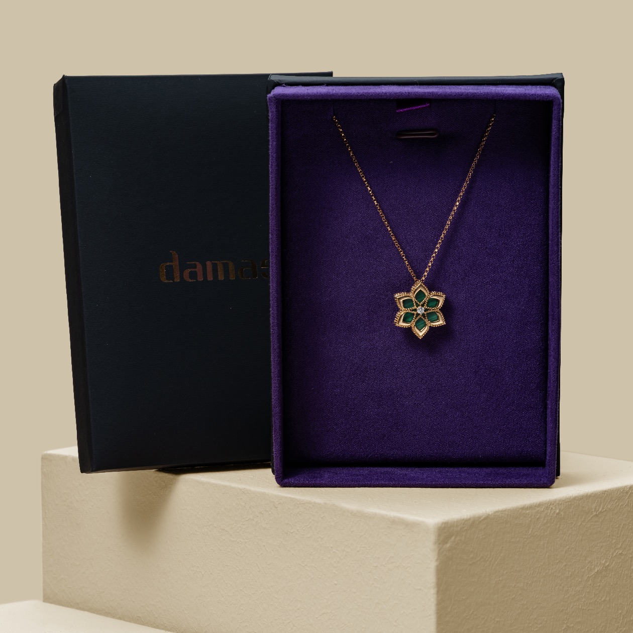 Damas | Stella D'Oro Rose Gold Diamond And Malachite Necklace Damas | Stella D'Oro Rose Gold Diamond And Malachite Necklace