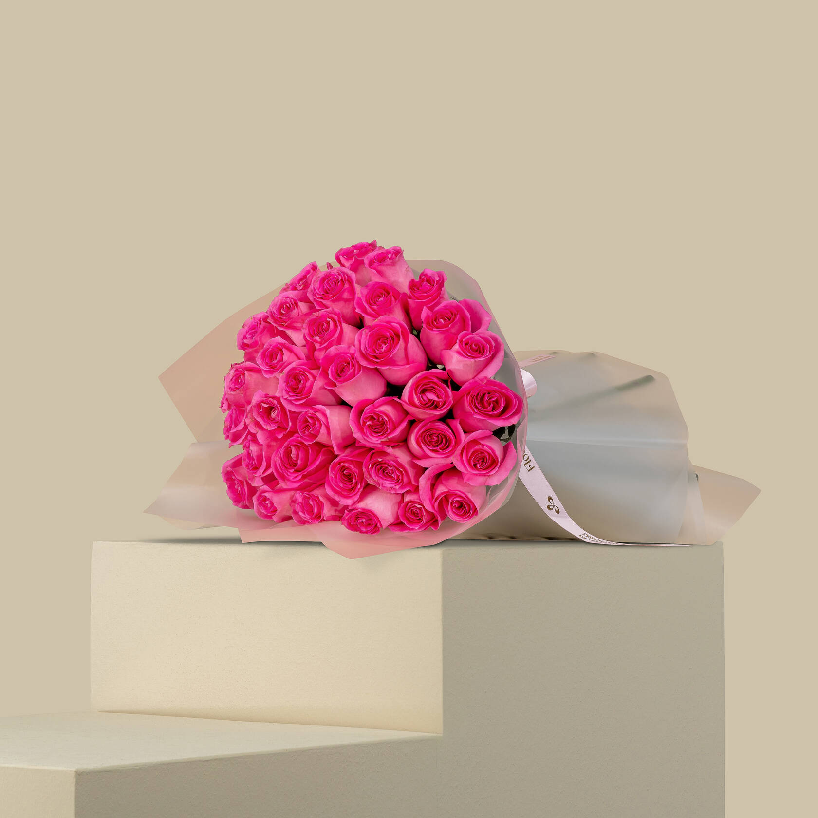 Exquisite Rose Bouquet Dark Pink | 35 Flowers Exquisite Rose Bouquet Dark Pink | 35 Flowers