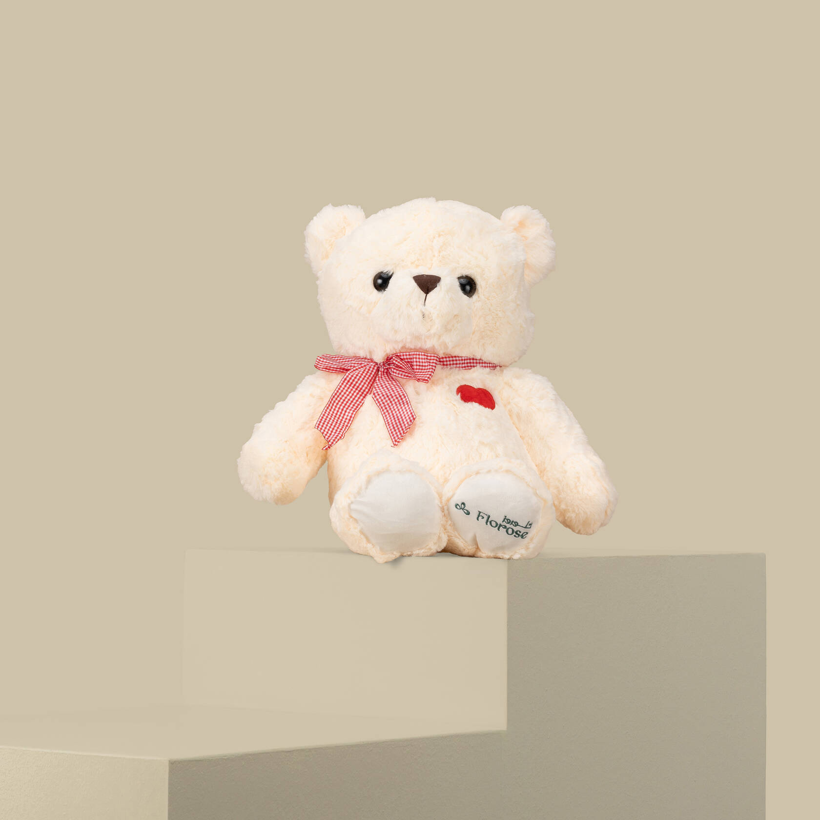White Teddy Bear With Red Ribbon | 70 cm White Teddy Bear With Red Ribbon | 70 cm