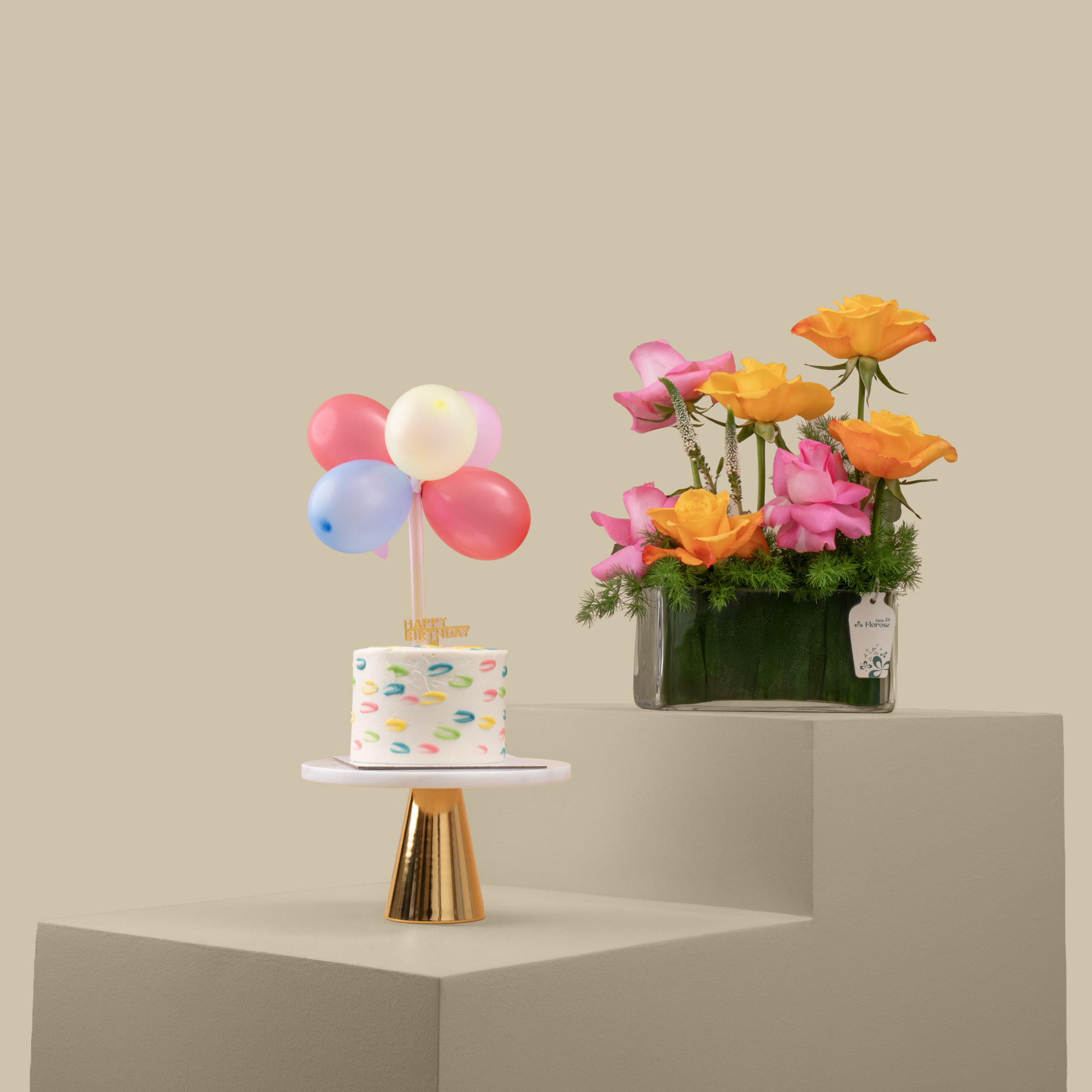 Sweet Atelier | Birthday Small Cake | Rosy Glow Vase Sweet Atelier | Birthday Small Cake | Rosy Glow Vase