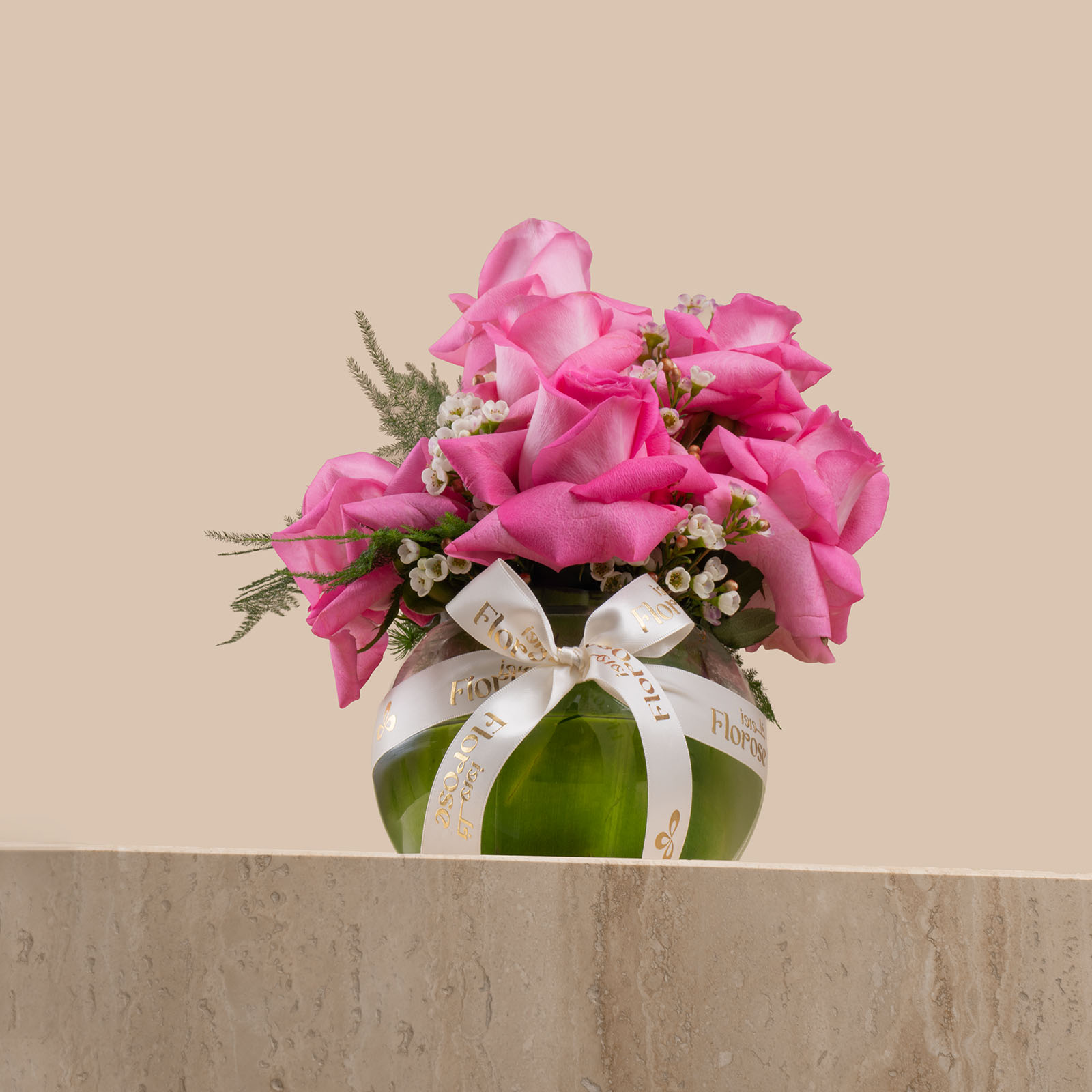 Sparkling Bloom Round Vase | Happy Birthday Topper Sparkling Bloom Round Vase | Happy Birthday Topper