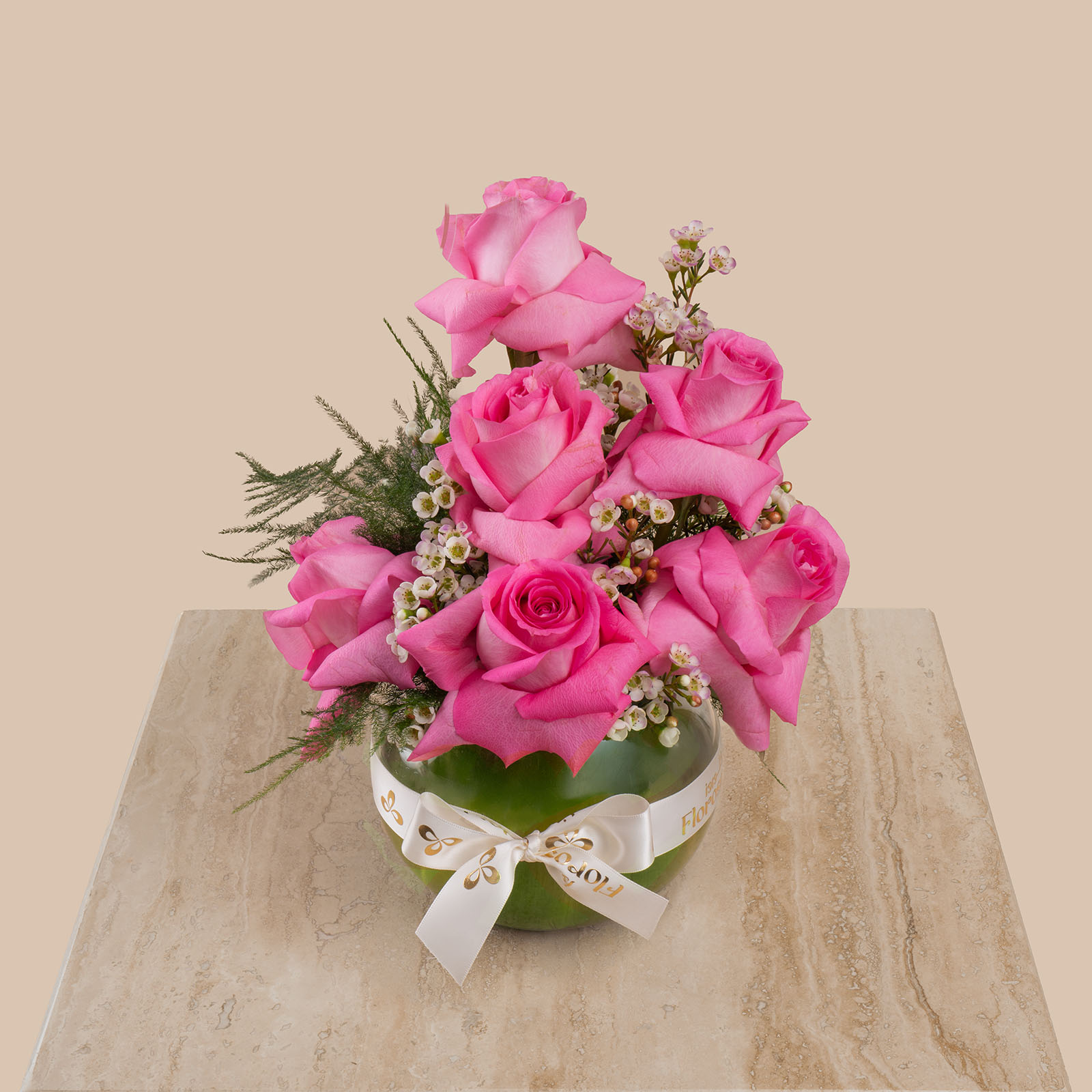 Sparkling Bloom Round Vase | Happy Birthday Topper Sparkling Bloom Round Vase | Happy Birthday Topper
