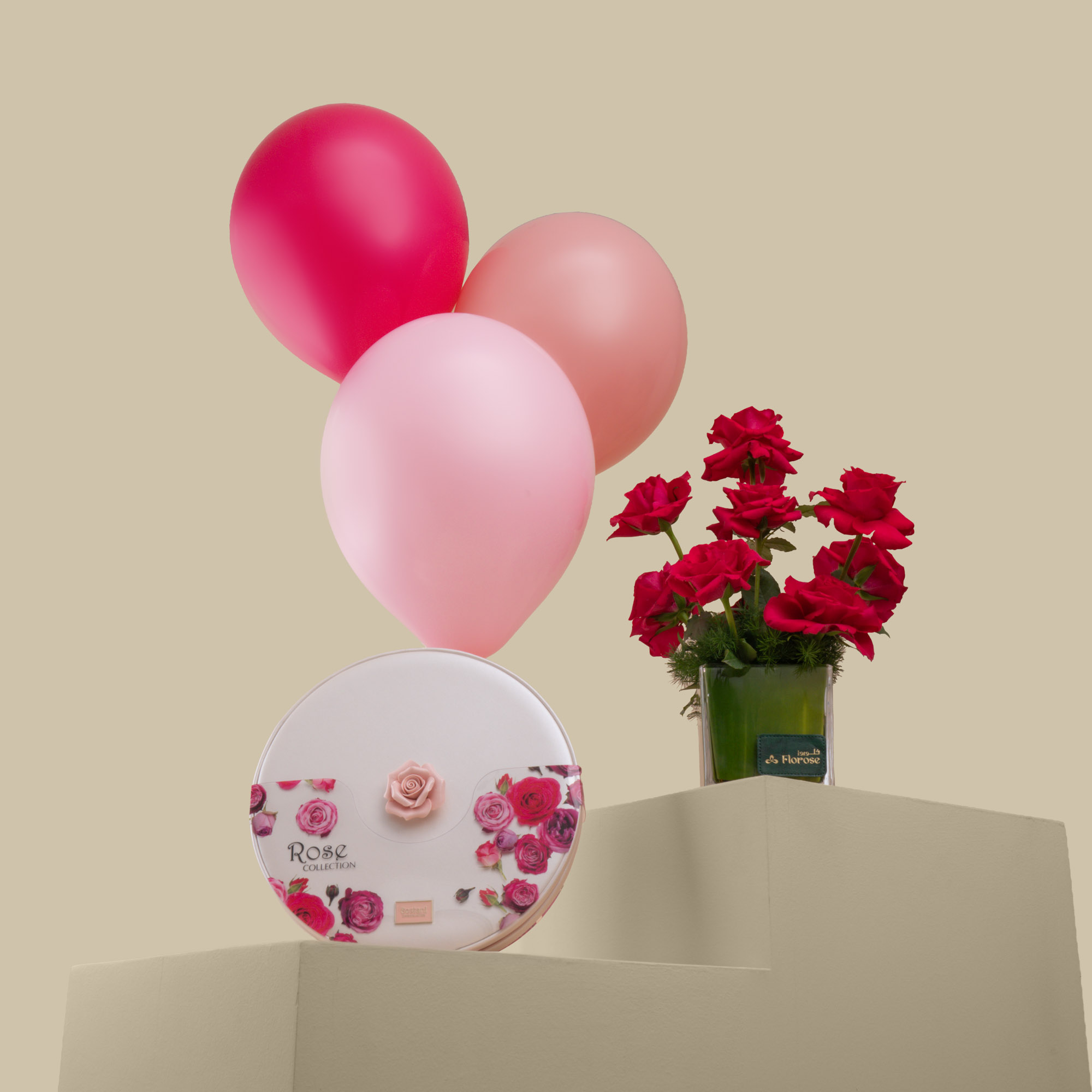 Bostani | Medium Box Of Rose Chocolates | Party Time Vase Bostani | Medium Box Of Rose Chocolates | Party Time Vase