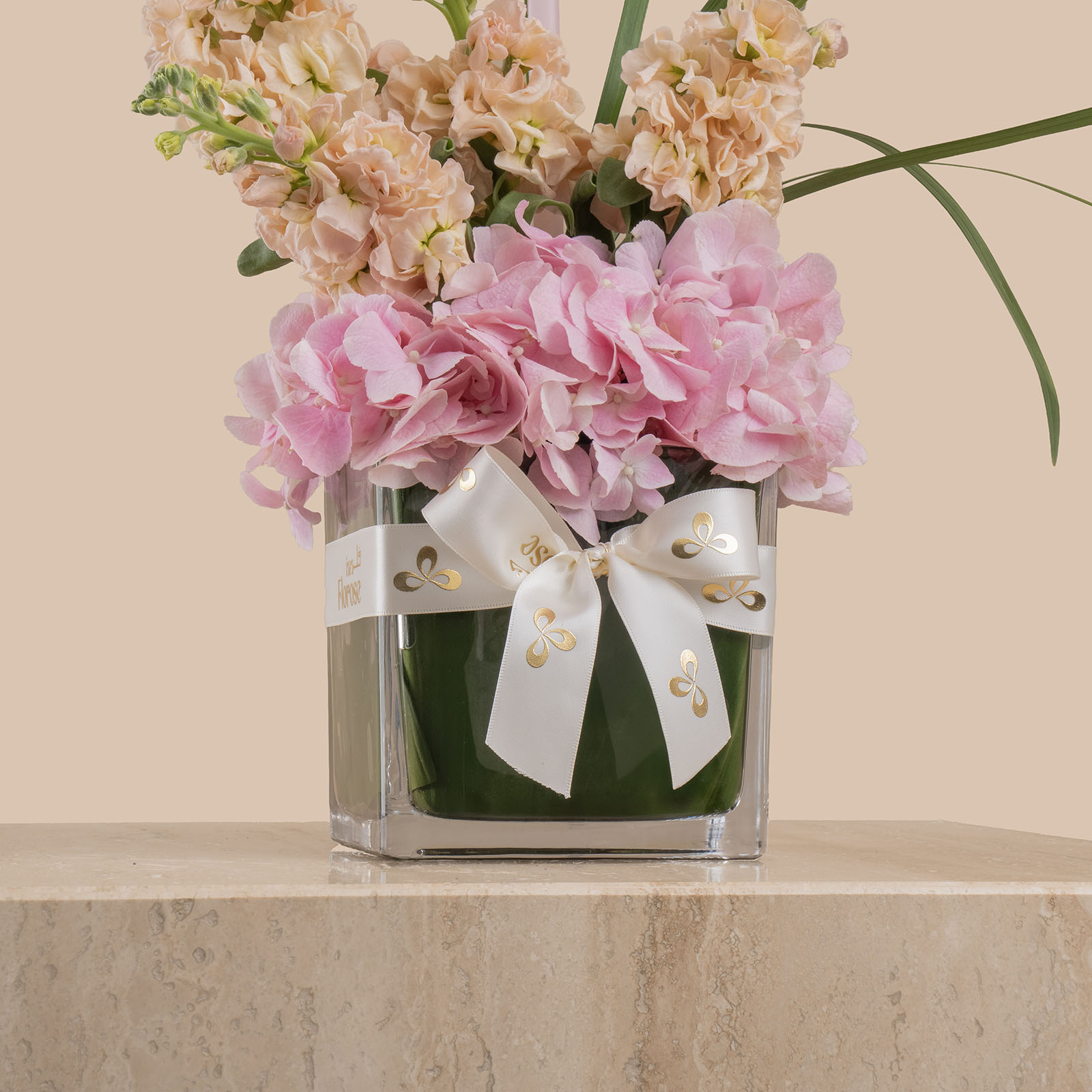 Dreamy Bloom Square Vase | Happy Birthday Topper Dreamy Bloom Square Vase | Happy Birthday Topper