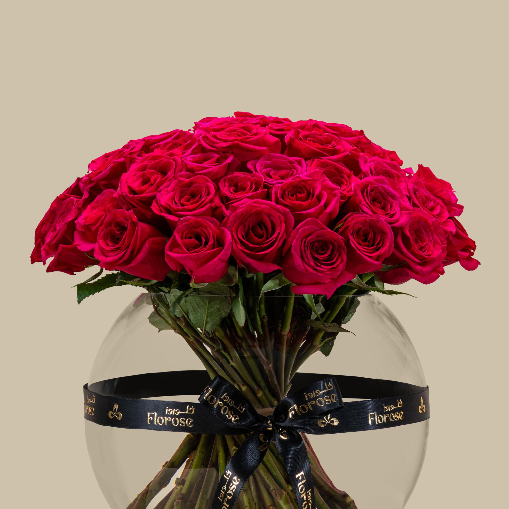 Striking Rose Vase Fuchsia | 50 Flowers Striking Rose Vase Fuchsia | 50 Flowers