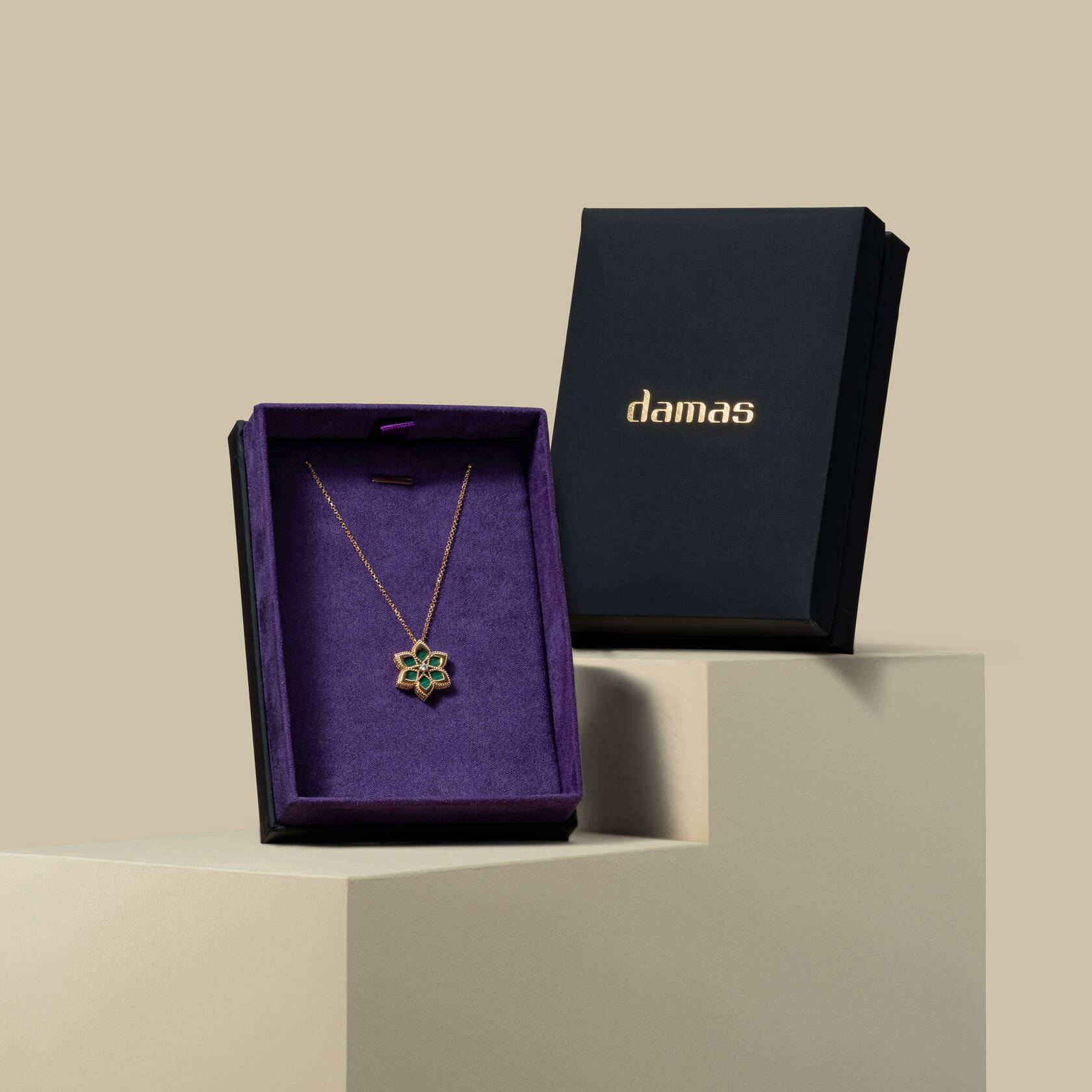 Damas | Stella D'Oro Rose Gold Diamond And Malachite Necklace Damas | Stella D'Oro Rose Gold Diamond And Malachite Necklace