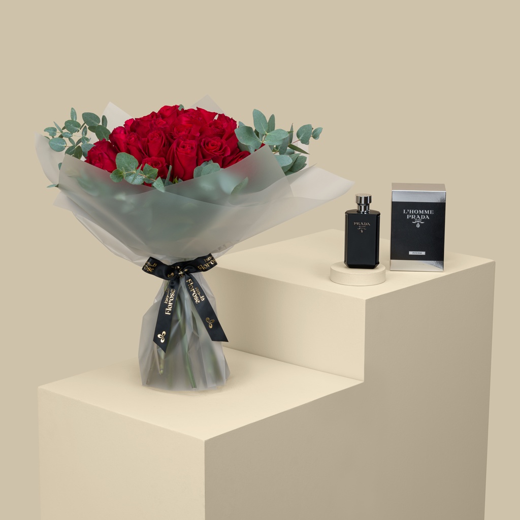 Prada L’Homme Intense EDT | Ever Red Rose Bouquet Prada L’Homme Intense EDT | Ever Red Rose Bouquet