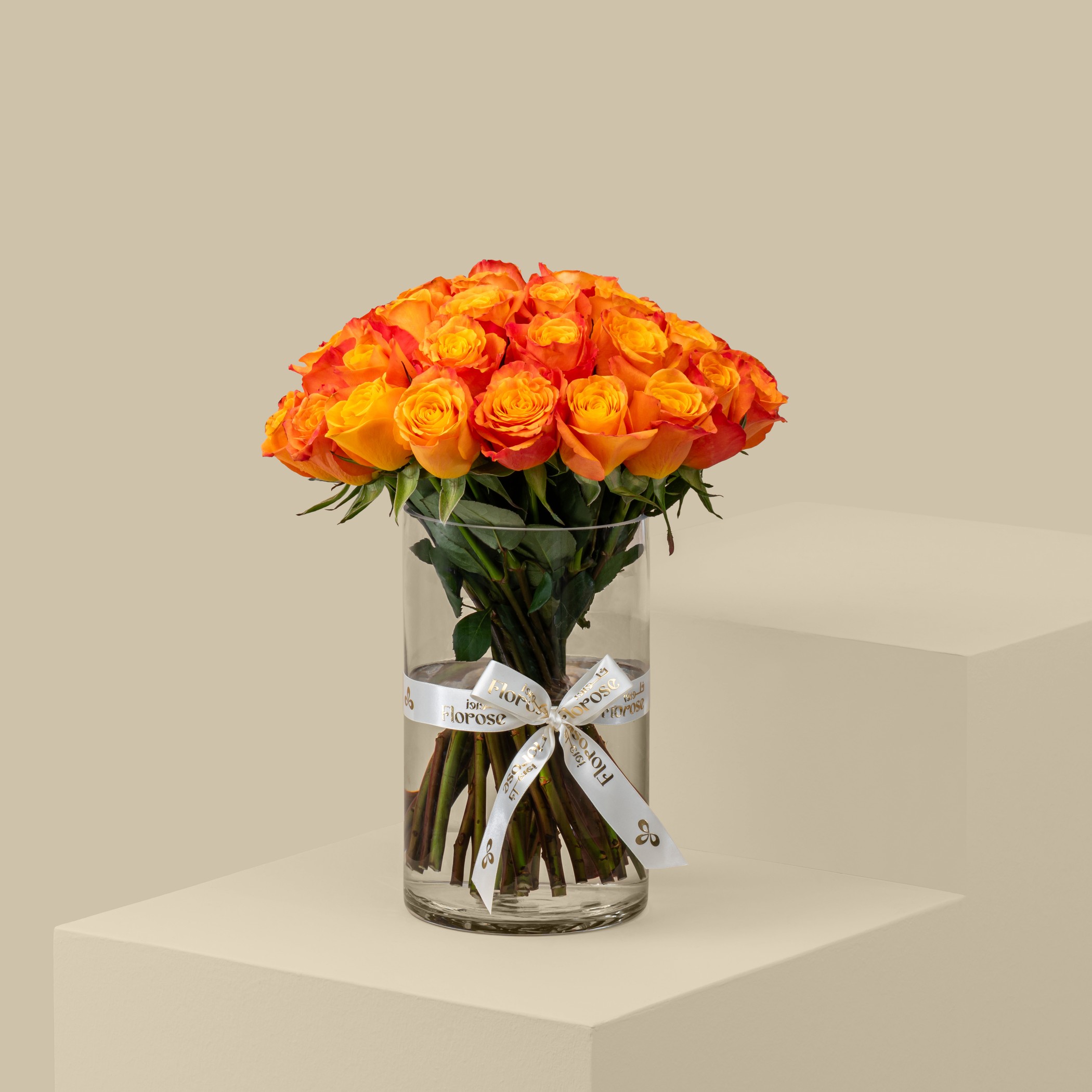 Attractive Rose Vase Orange | 35 Flowers Attractive Rose Vase Orange | 35 Flowers