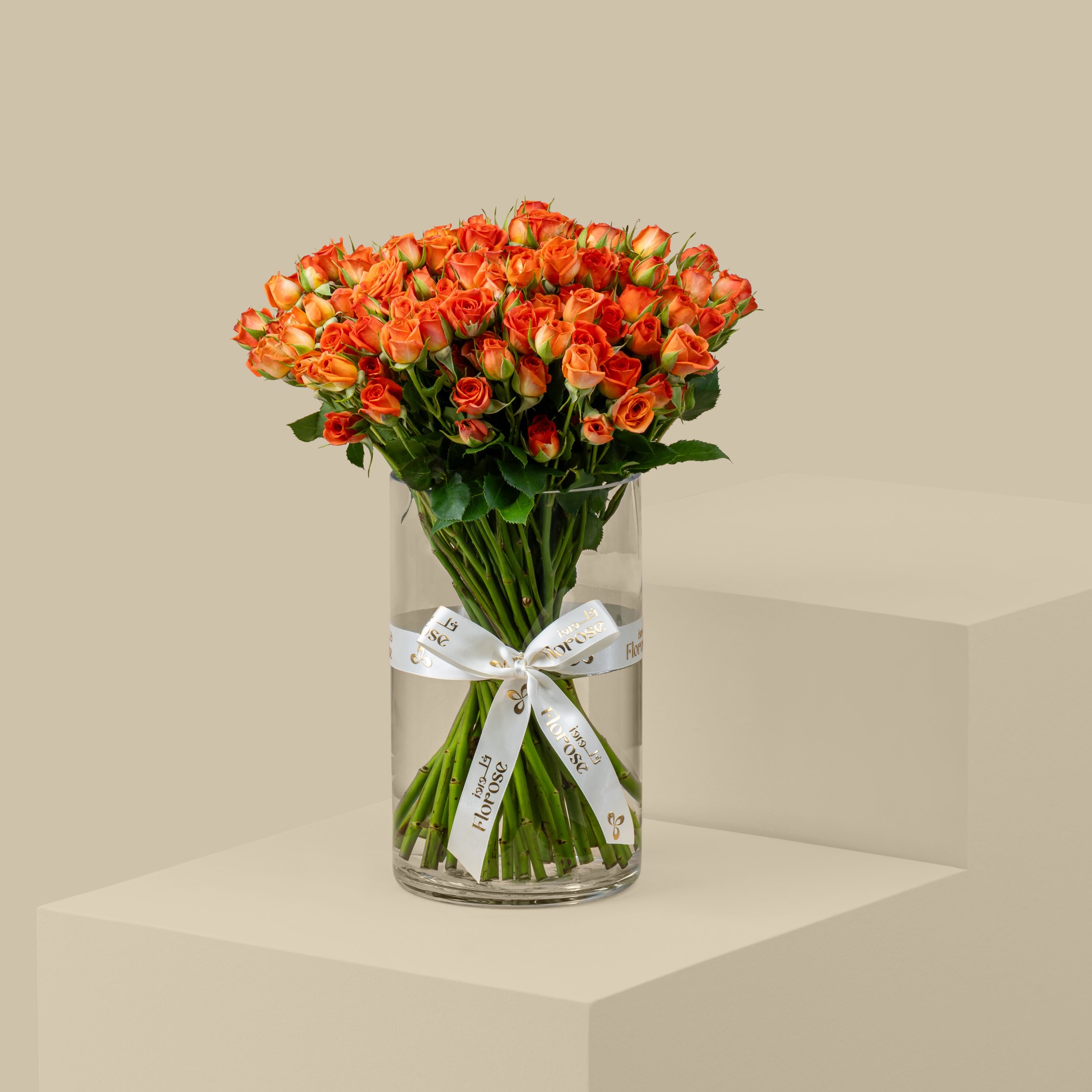 Delicate Spray Rose Vase Orange | 30 Flowers Delicate Spray Rose Vase Orange | 30 Flowers