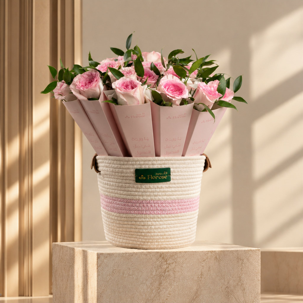 Pink Rose Grace Basket Arrangement Pink Rose Grace Basket Arrangement