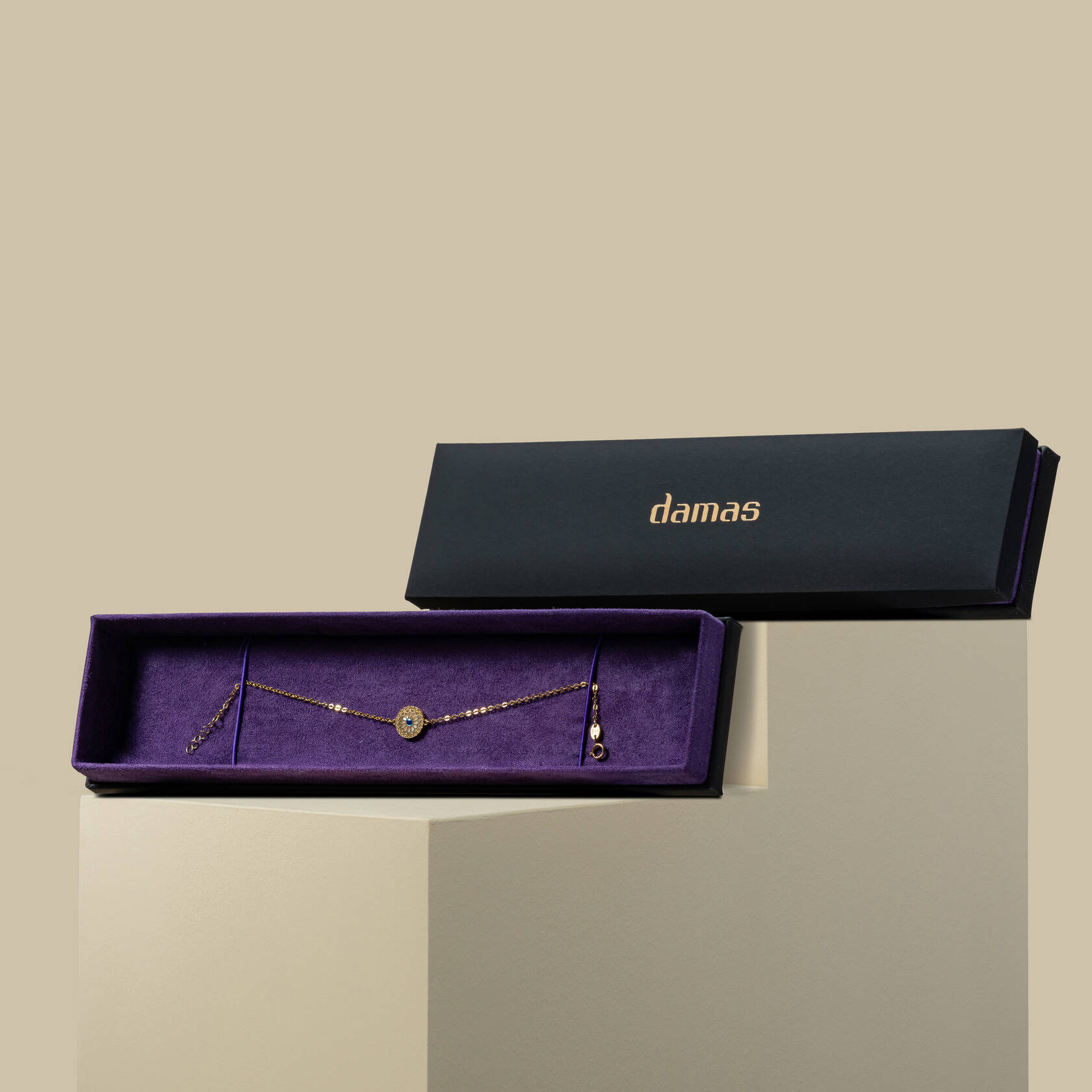 Damas | Amelia Athens Yellow Gold Bracelet with Blue and White Mother Of Pearl Damas | Amelia Athens Yellow Gold Bracelet with Blue and White Mother Of Pearl