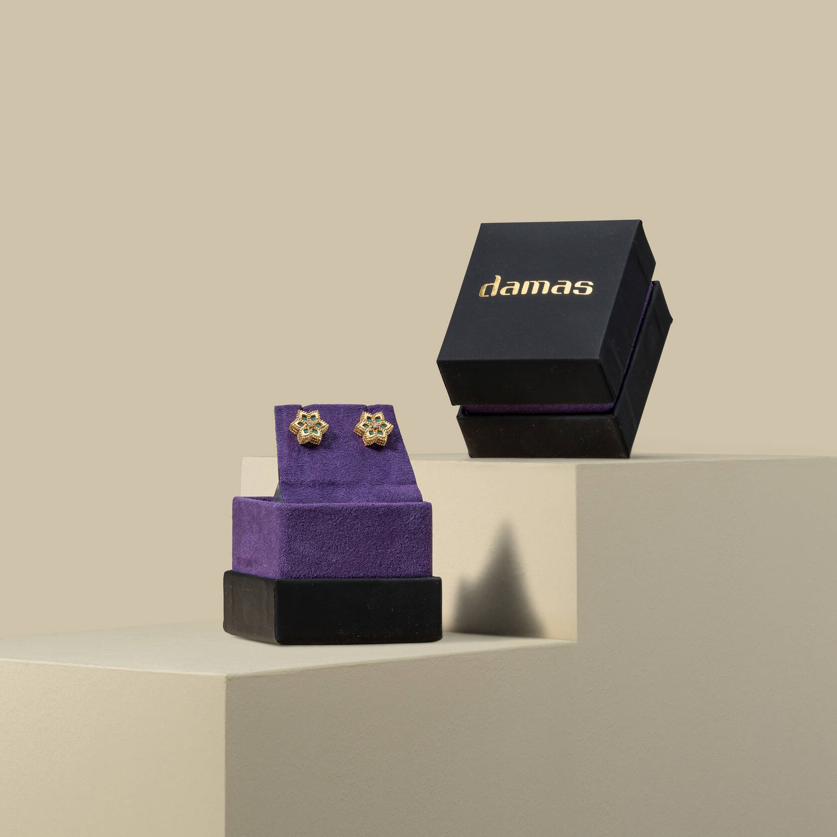 Damas | Stella D'Oro Rose Gold Diamond And Malachite Earrings Damas | Stella D'Oro Rose Gold Diamond And Malachite Earrings