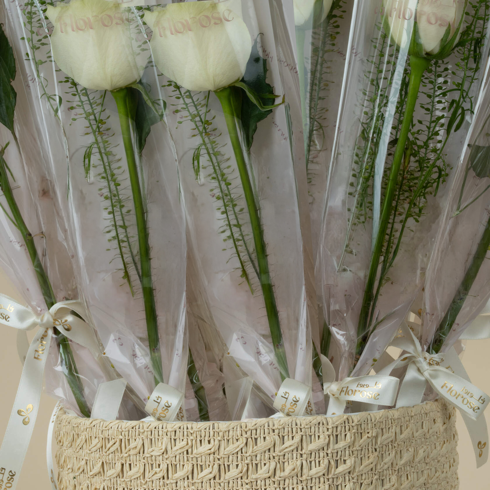 Single White Roses Basket Single White Roses Basket