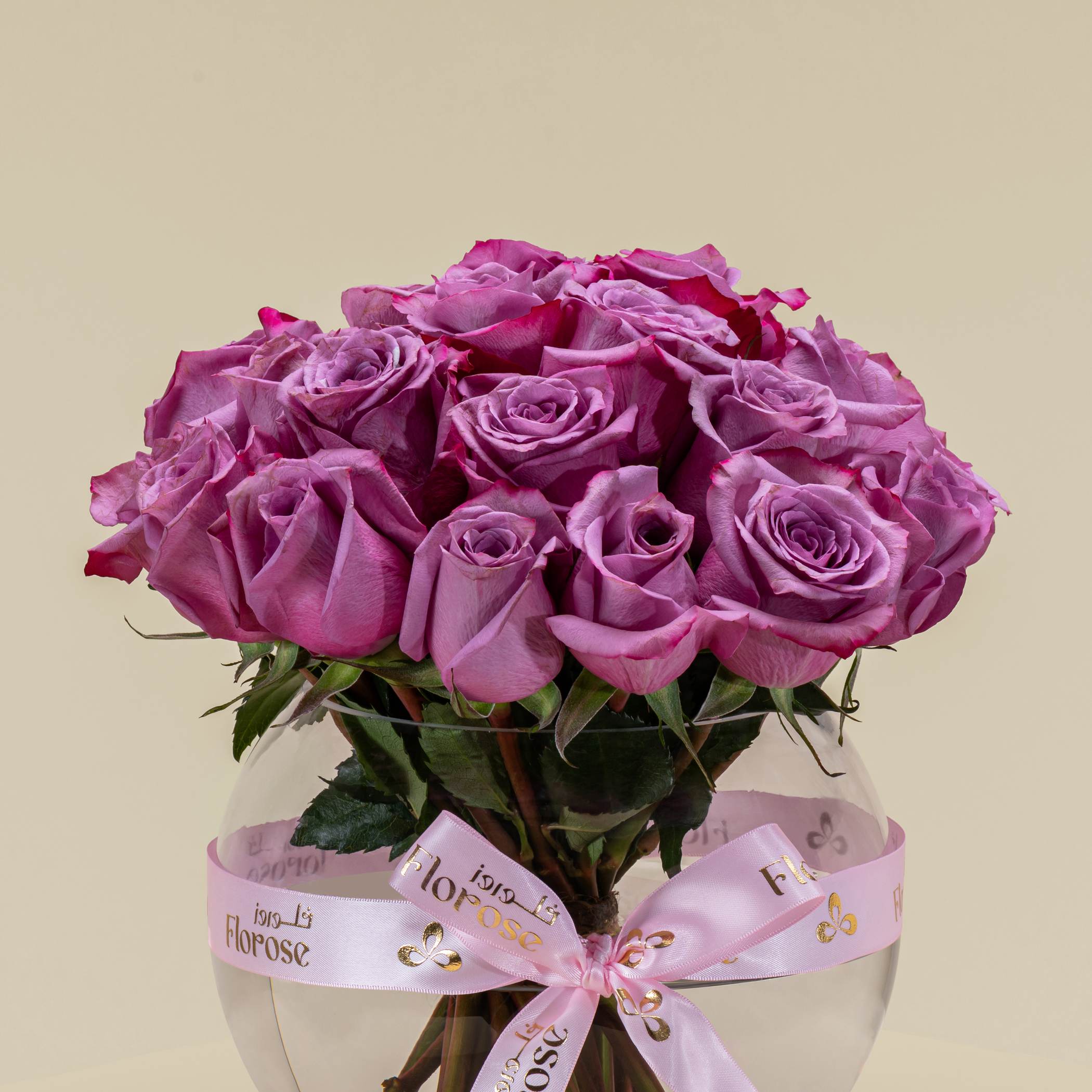 مزهرية جوري بنفسجي مشرقة | 25 زهرة مزهرية جوري بنفسجي مشرقة | 25 زهرة
