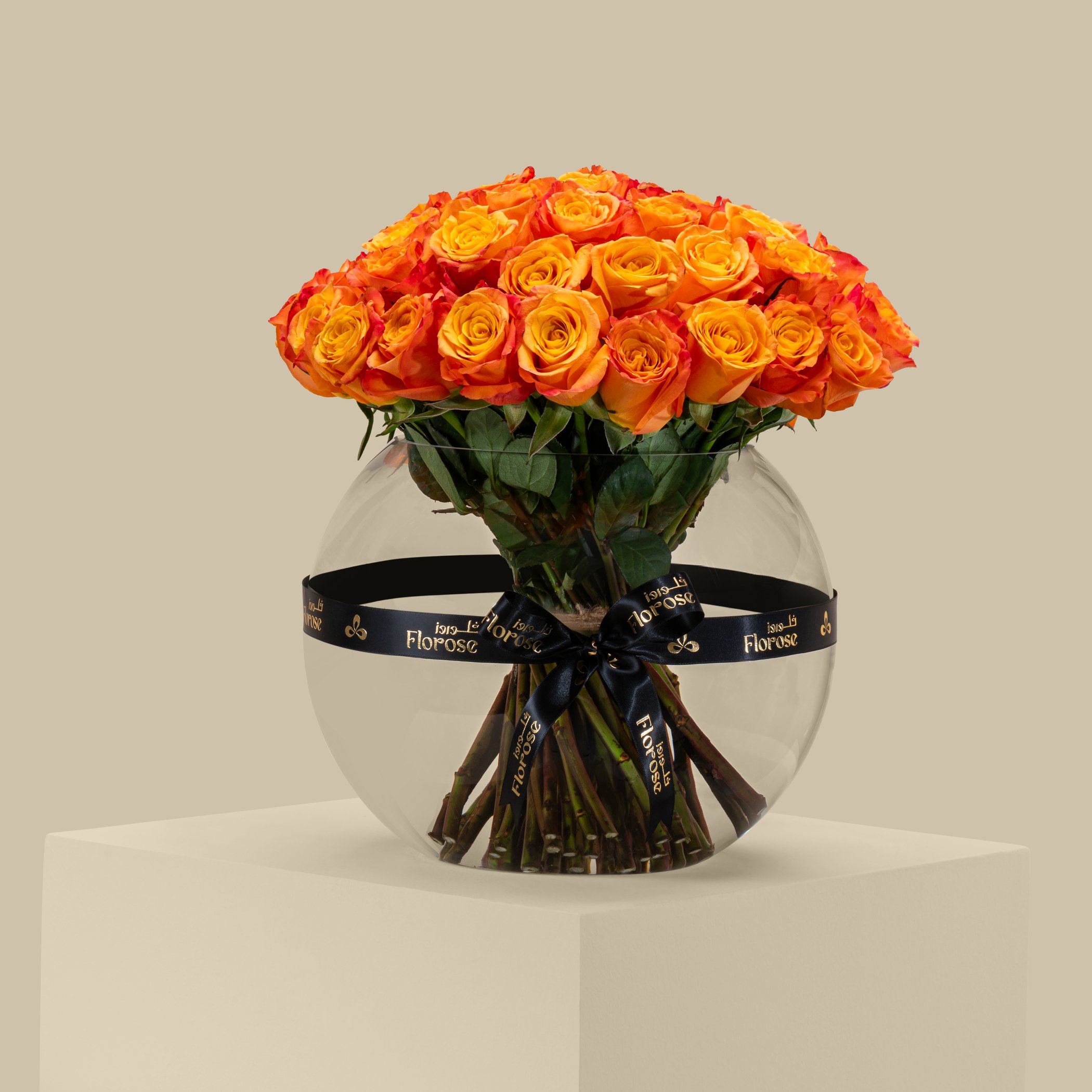 Striking Rose Vase Orange | 50 Flowers Striking Rose Vase Orange | 50 Flowers