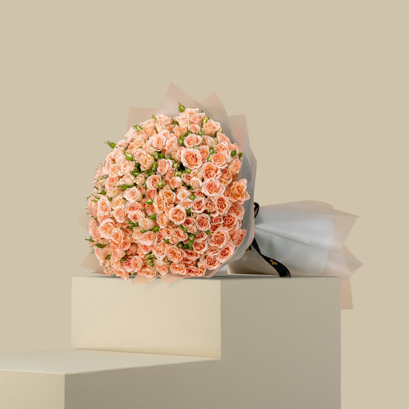 Radiant Spray Rose Bouquet Peach | 75 Flowers Radiant Spray Rose Bouquet Peach | 75 Flowers