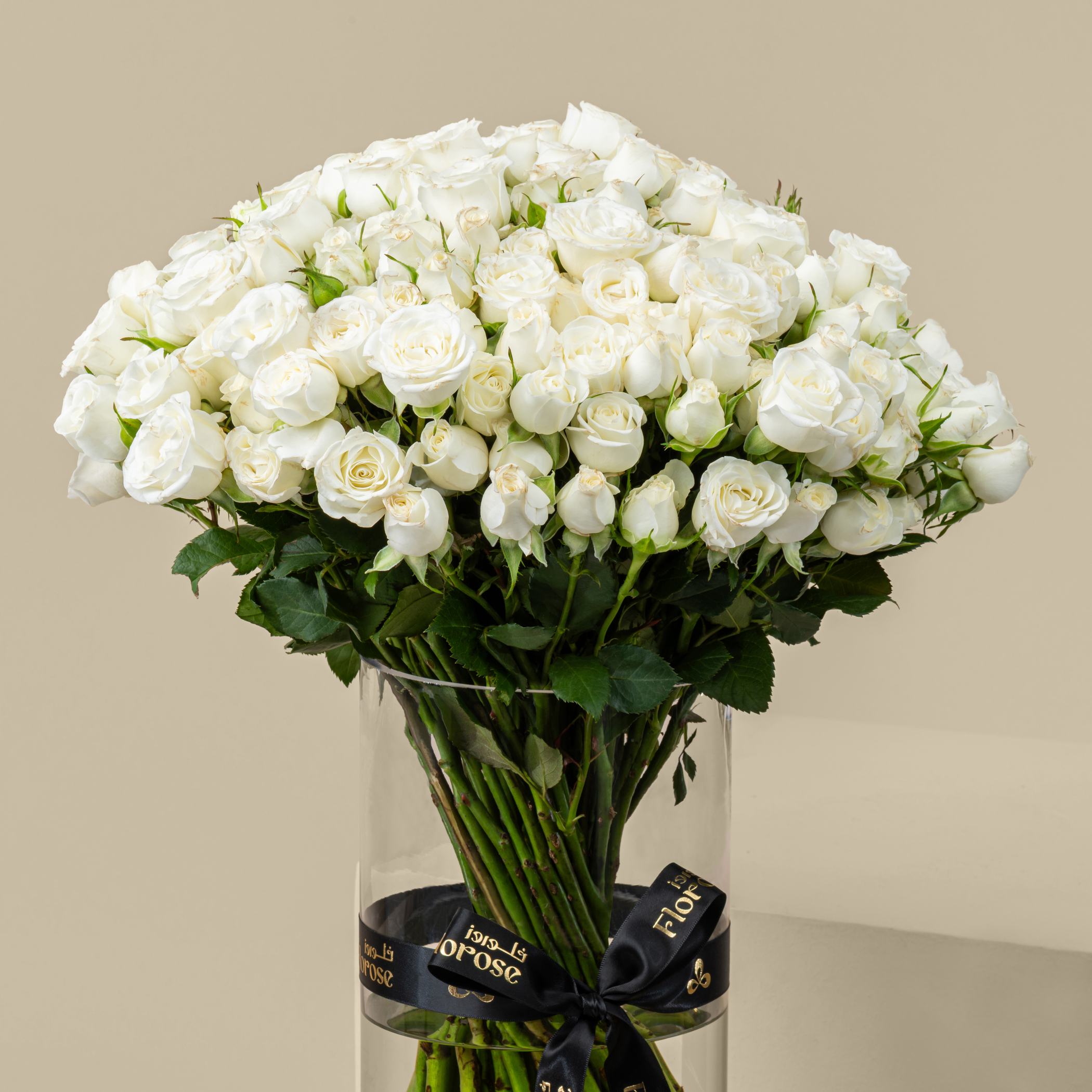 Inspiring Spray Rose Vase White | 50 Flowers Inspiring Spray Rose Vase White | 50 Flowers