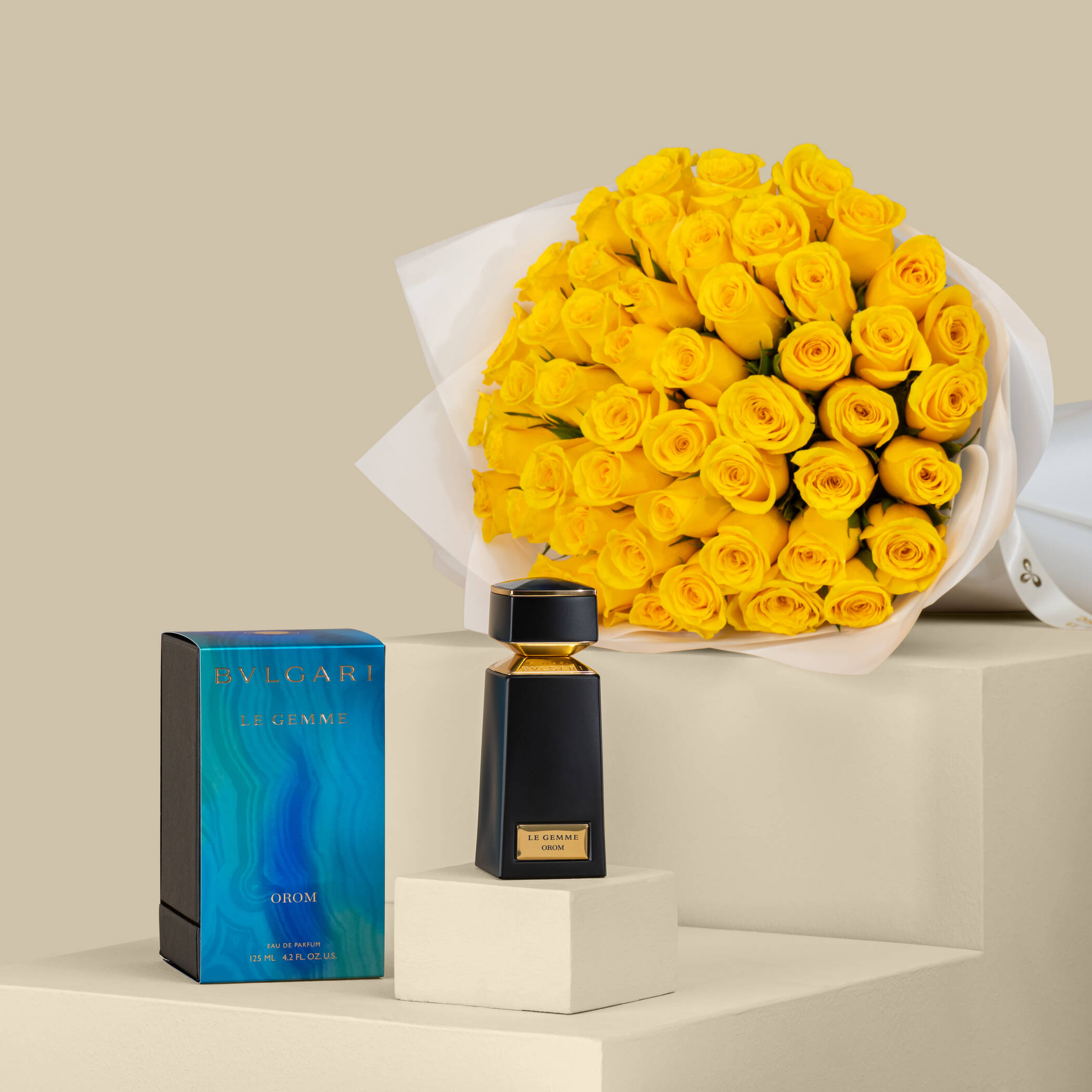 عطر لي جيمي أوروم بلغاري | باقة 50 جوري أصفر أنيقة عطر لي جيمي أوروم بلغاري | باقة 50 جوري أصفر أنيقة