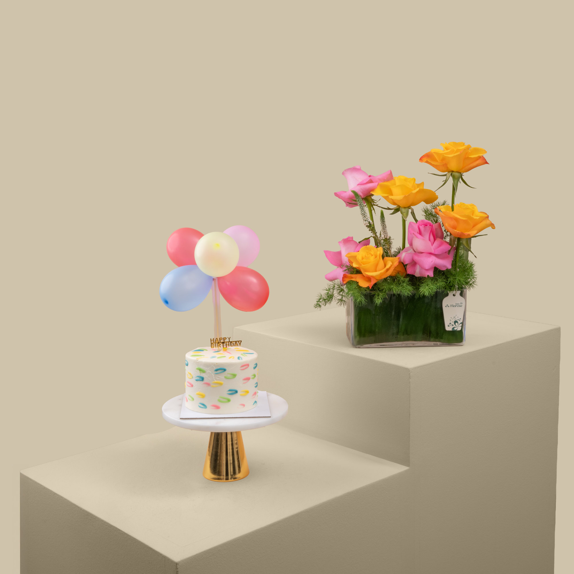 Sweet Atelier | Birthday Small Cake | Rosy Glow Vase Sweet Atelier | Birthday Small Cake | Rosy Glow Vase