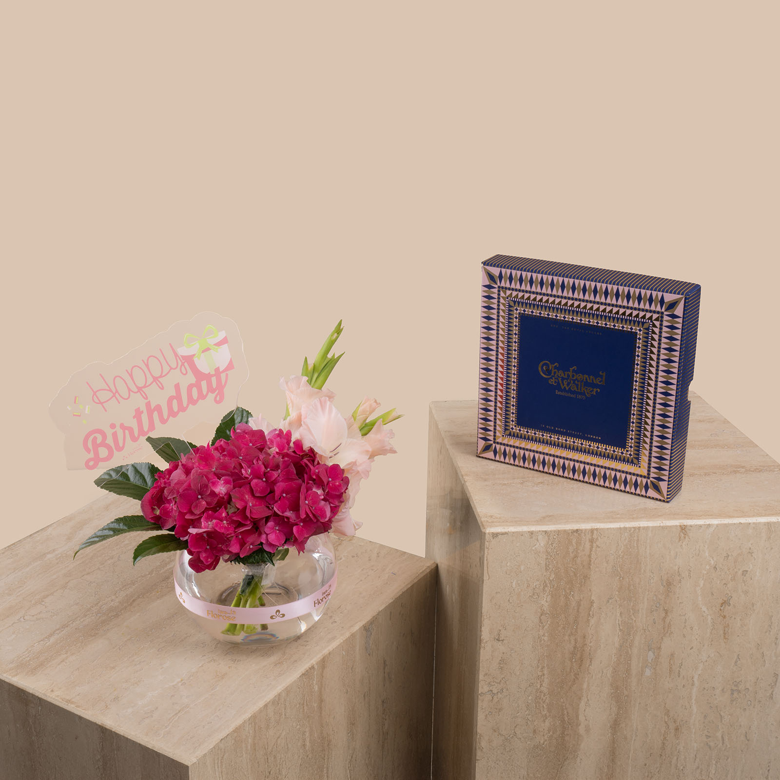 Charbonel | Victorian Truffle Chocolate Square Box | Dream Vase | Happy Birthday Topper Charbonel | Victorian Truffle Chocolate Square Box | Dream Vase | Happy Birthday Topper